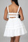 White Sexy Solid Patchwork Fold Stringy Selvedge Spaghetti Strap A Line Dresses