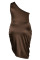 Black Sexy Solid Patchwork Fold Asymmetrical Oblique Collar Irregular Dress Plus Size Dresses