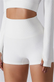 White Fashion Casual Sportswear Solid Patchwork Tight High Waist Shorts