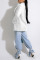 White Casual Work Solid Patchwork Buttons Turn-back Collar Outerwear