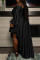 Black Fashion Casual Plus Size Solid Patchwork Backless Oblique Collar Irregular Dress