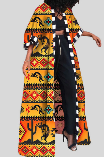 Ginger Fashion Street Print Patchwork Outerwear