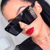 Black Fashion Casual Solid Patchwork Sunglasses