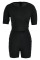 Black Casual Solid Hollowed Out Patchwork O Neck Straight Jumpsuits