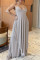 Light Gray Sexy Casual Solid Patchwork Backless Asymmetrical V Neck Sleeveless Two Pieces