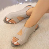 White Fashion Casual Hollowed Out Patchwork Solid Color Round Shoes