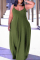 Green Sexy Casual Plus Size Solid Backless Spaghetti Strap Long Dress