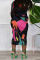 Black Fashion Casual Plus Size Print Patchwork V Neck Printed Dress