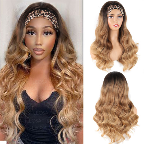Light Brown Fashion Casual Gradual Change Patchwork Wigs  (Without Headscarf)