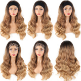 Champagne Fashion Casual Gradual Change Patchwork Wigs  (Without Headscarf)