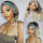 Champagne Fashion Casual Gradual Change Patchwork Wigs  (Without Headscarf)