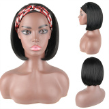 Black Fashion Casual Solid Patchwork Wigs  (Without Headscarf)