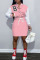 Pink Casual Solid Embroidered Bandage Patchwork Buckle Dresses