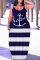 Lake Blue Fashion Sexy Plus Size Casual Print Backless Spaghetti Strap Long Dress