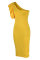 Yellow Fashion Sexy Solid Patchwork Backless One Shoulder Evening Dress