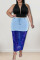 Deep Blue Sexy Solid Embroidered Sequins Patchwork High Waist Denim Skirts