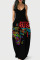 Red Black Fashion Sexy Print Backless Spaghetti Strap Long Dress