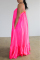 Pink Sexy Casual Solid Backless Spaghetti Strap Loose Sling Dress