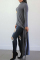 Black Casual Long Sleeves O neck A-Line Ankle-Length asymmetrical 