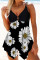 Black And White Fashion Sexy Print Patchwork Backless Swimwears (With Paddings)