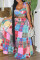 Pink Sexy Casual Print Bandage Backless Spaghetti Strap Sleeveless Two Pieces