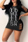 Black Casual Street Print Hollowed Out Patchwork O Neck T-shirt Dress Dresses