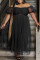 Black Fashion Sexy Solid Backless Off the Shoulder Plus Size Two Pieces