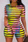 Colour Casual Print Hollowed Out Patchwork O Neck Short Sleeve Two Pieces