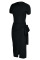 Black Celebrities Solid Bandage Patchwork Slit O Neck Short Sleeve Two Pieces
