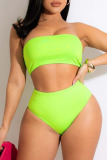 Green Fashion Sexy Solid Backless Swimwears (Without Paddings)