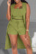 Green Casual Solid Patchwork U Neck Sleeveless Three Pieces