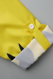 Multicolor Fashion Casual Print Slit Turndown Collar Shirt Dress