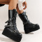 Black Fashion Casual Bandage Patchwork Solid Color Round Keep Warm Out Door Shoes