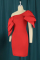 Red Fashion Sexy Solid Patchwork Oblique Collar Evening Dress