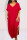 Red Casual Solid Patchwork Slit V Neck T-shirt Dress Plus Size Dresses