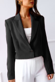 White Casual Elegant Solid Patchwork Buttons Turn-back Collar Outerwear