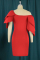 Red Fashion Sexy Solid Patchwork Oblique Collar Evening Dress