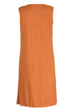 Orange Fashion Casual Print Basic Sleeveless Three-piece Set