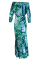 Red Fashion Casual Long Sleeve Bateau Neck Off The Shoulder Short Print Two Pieces