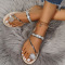 Silver Fashion Casual Patchwork Rhinestone Round Comfortable Shoes