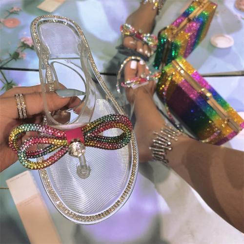 Transparent Color Fashion Casual Patchwork Rhinestone Round Comfortable Out Door Shoes