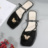 Gold Fashion Casual Patchwork Rhinestone Square Comfortable Shoes