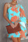 Blue Orange Fashion Casual Print Patchwork Zipper Collar Irregular Dress