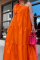 Orange Sexy Casual Solid Bandage Backless Oblique Collar Sleeveless Dress