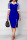 Blue Casual Print Patchwork Buttons Slit V Neck One Step Skirt Dresses
