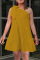 Yellow Sexy Casual Solid Bandage Backless Oblique Collar Sleeveless Dress