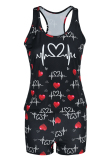Red Fashion Casual Print Basic U Neck Sleeveless Two Pieces