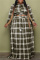 Army Green Fashion Casual Plaid Print Patchwork O Neck Plus Size Two Pieces
