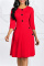 Red Fashion Casual Solid Patchwork O Neck A Line Dresses