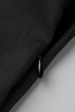 Black Elegant Solid Hollowed Out Patchwork Off the Shoulder Straight Jumpsuits